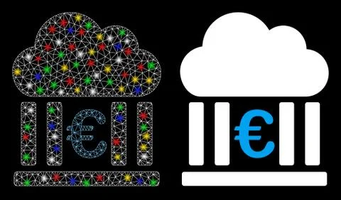 Glossy Mesh Network Euro Cloud Banking Icon with Light Spots イラスト素材