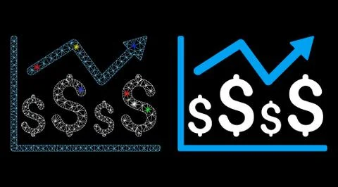 Glossy Mesh Network Financial Graph Icon with Flare Spots Stock Illustration