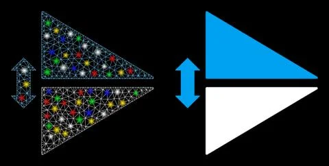Glossy Mesh Network Flip Vertically Icon with Flash Spots Illustrazione stock