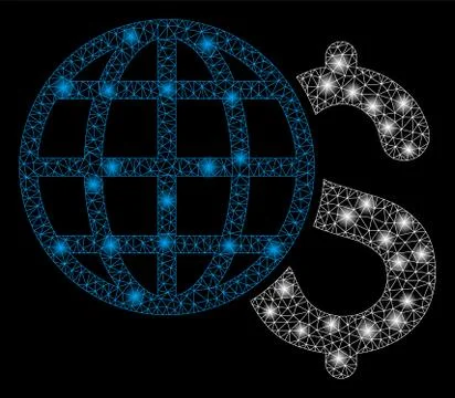 Glossy Mesh Network Global Finances with Flash Spots Stock Illustration