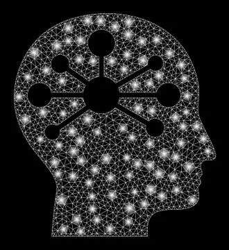 Glossy Mesh Network Human Intellect with Light Spots Stock Illustration