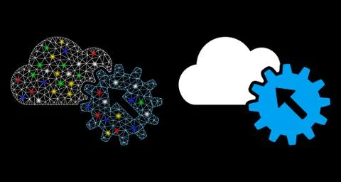 Glossy Mesh Network Integration Icon with Flash Spots 库存插图