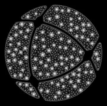 Glossy Mesh Network Internet Sphere with Light Spots Stockillustratie
