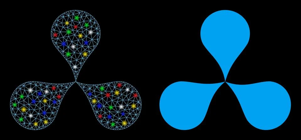 Glossy Mesh Network Map Pointers Icon with Flash Spots Stock Illustration