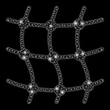 Glossy Mesh Network Mesh Grid with Flare Spots Illustrazione stock