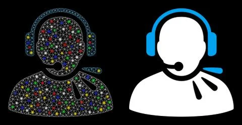 Glossy Mesh Network Operator Speech Icon with Light Spots Illustrazione stock