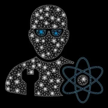 Glossy Mesh Network Power Engineer with Light Spots Stock Illustration