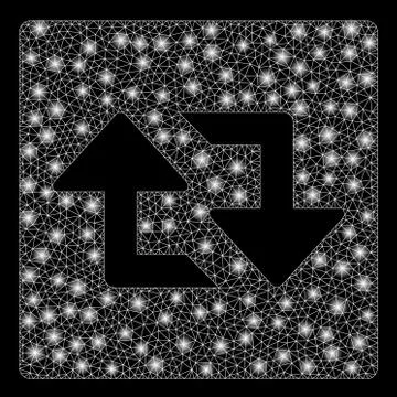 Glossy Mesh Network Refresh Arrows with Flare Spots Stock Illustration