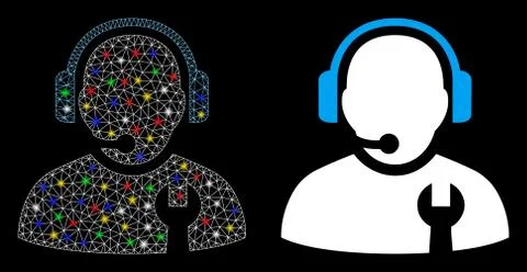 Glossy Mesh Network Service Operator Icon with Light Spots Illustrazione stock