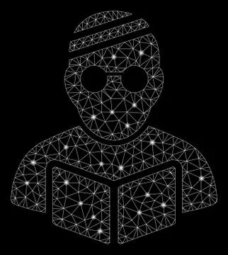 Glossy Mesh Network Sick Student with Flash Spots Illustrazione stock