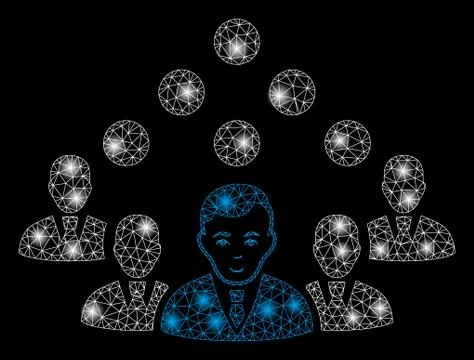 Glossy Mesh Network Staff Team with Flare Spots Stock Illustration