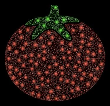 Glossy Mesh Network Tomato Vegetable with Flash Spots Illustrazione stock