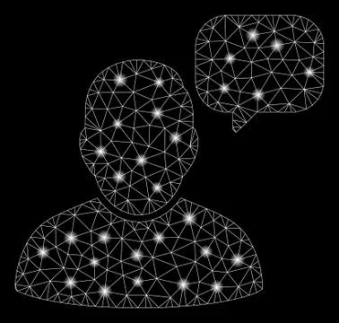 Glossy Mesh Network User Message Cloud with Flash Spots Stock Illustration