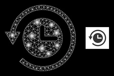 Glossy Mesh Time Back Machine Icon with Constellation Lightspots Stock Illustration