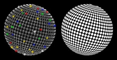 Glossy Mesh Wire Frame Abstract Dotted Sphere Icon with Flash Spots Stockillustratie