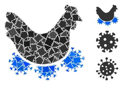 Glossy Mesh Wire Frame Chicken Virus with Light Spots 스톡 일러스트