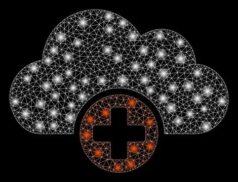 Glossy Mesh Wire Frame Cloud Medicine with Flash Spots Stock Illustration