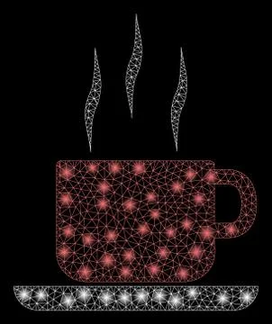 Glossy Mesh Wire Frame Coffee Break with Light Spots Illustrazione stock