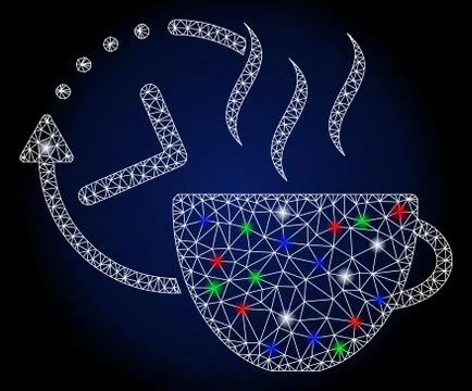 Glossy Mesh Wire Frame Coffee Break with Flash Spots Stock Illustration