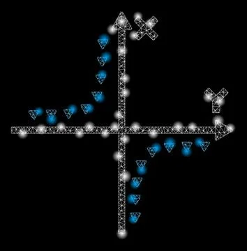 Glossy Mesh Wire Frame Dotted Hyperbola Plot with Flash Spots Ilustración de archivo
