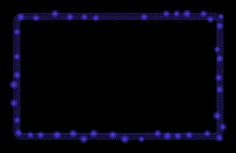 Glossy Mesh Wire Frame Double Rounded Rectangle Frame with Light Spots Illustrazione stock