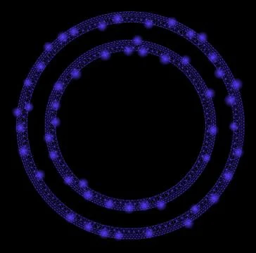 Glossy Mesh Wire Frame Double Circle Frame with Flare Spots Stock Illustration