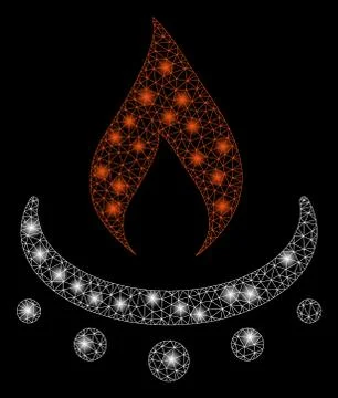 Glossy Mesh Wire Frame Gas Burner Jet Flame with Light Spots イラスト素材