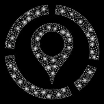 Glossy Mesh Wire Frame Map Marker Diagram with Flare Spots Stock Illustration