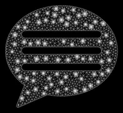 Glossy Mesh Wire Frame Message Cloud with Flare Spots 스톡 일러스트