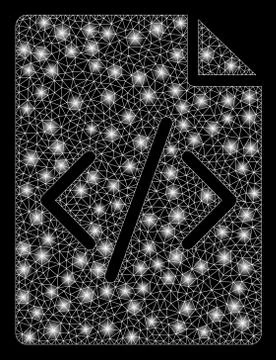 Glossy Mesh Wire Frame Programming Script Page with Light Spots 스톡 일러스트