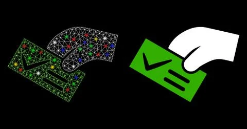 Glossy Mesh Wire Frame Smart Vote Icon with Flare Spots Stock Illustration