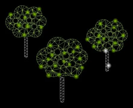 Glossy Mesh Wire Frame Tree Garden with Light Spots Stock Illustration