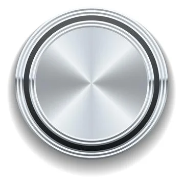 Glossy metal button. Round multimedia control element Stock Illustration