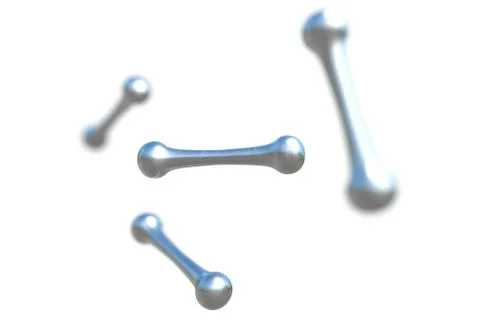 Glossy metallic molecules on white background 3D illustration Stock Illustration
