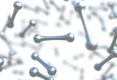 Glossy metallic molecules on white background 3D illustration Stock Illustration