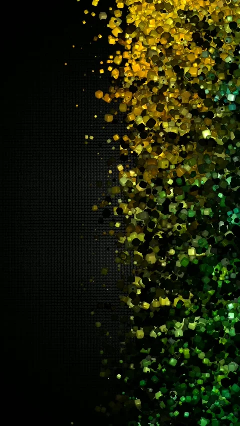 Glossy multicolor cubes moving sideways along a deep dark textured background Stock Footage 322721543