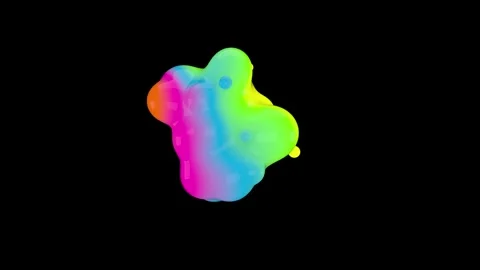 A glossy multicolored blob continuously changes shape against a black Stock-Footage 347377895