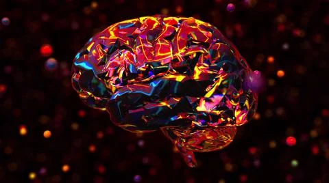 Glossy neon brain Stock Illustration