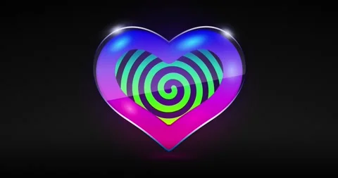 Glossy Neon Hypnotic Heart Stock Footage 230463037