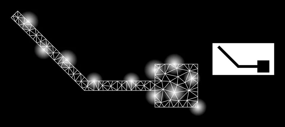 Glossy Network Square Circuit Link Icon with Glare Lightspots 스톡 일러스트