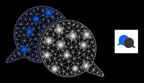 Glossy Network Talking Messages Icon with Constellation Lightspots Illustrazione stock