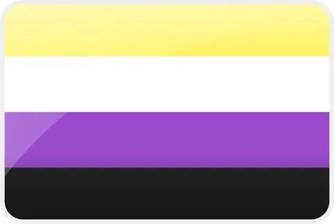 Glossy Non-binary Pride Flag Icon - LGBTQ+ Enby Identity Symbol Vector Grap.. 库存插图