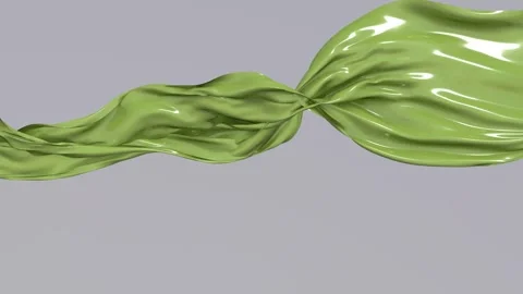 Glossy olive colored fabric flowing smoothly like liquid Stock Footage 332071168
