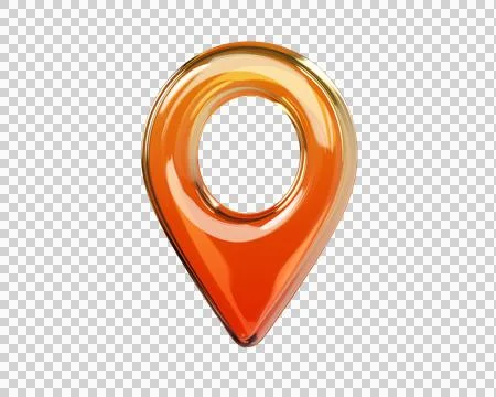 Glossy orange 3D map location pin icon Stock Illustration