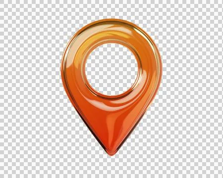 Glossy orange 3D map location pin Stock Illustration