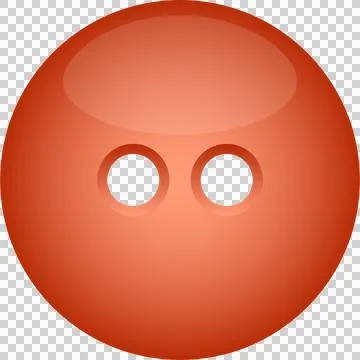 A glossy orange round button with two symmetrical black holes against a sol.. Stock Illustration