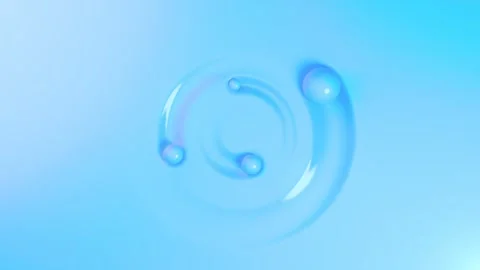 Glossy Orb Balls Rotating on Light Blue Liquid - Seamless 4K 3D Loop Stock Footage 307434264