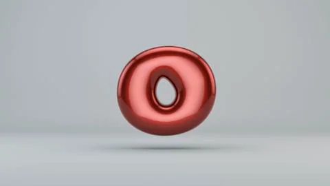 Glossy paint number 0. 3D render of bubble font with glint Stock Illustration