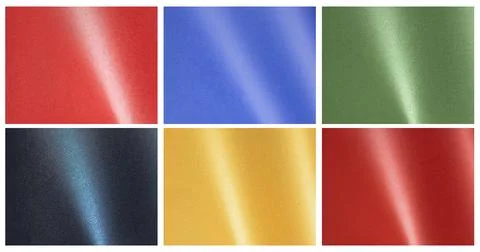 Glossy paper texture set featuring colorful gradients in red, yellow, and g.. Stock-Fotos
