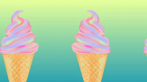 Glossy pink 3D ice cream (frozen yogurt) cones Stock Footage 245160108